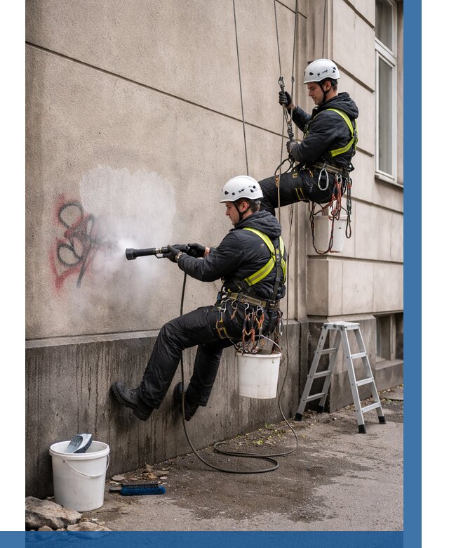 Удаление граффити с фасада в Пушкине от 4868 р. | ВЫСОТНИК-Пшн