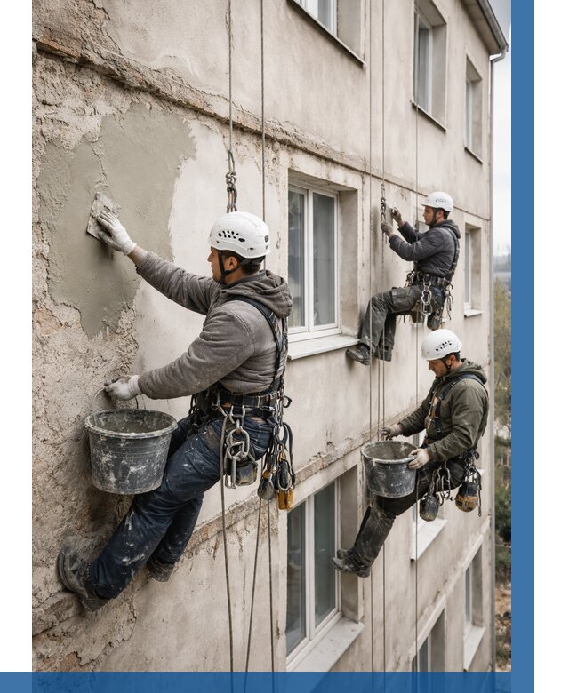 Ремонт штукатурного фасада в Пушкине от 811 р. под ключ | ВЫСОТНИК-Пшн