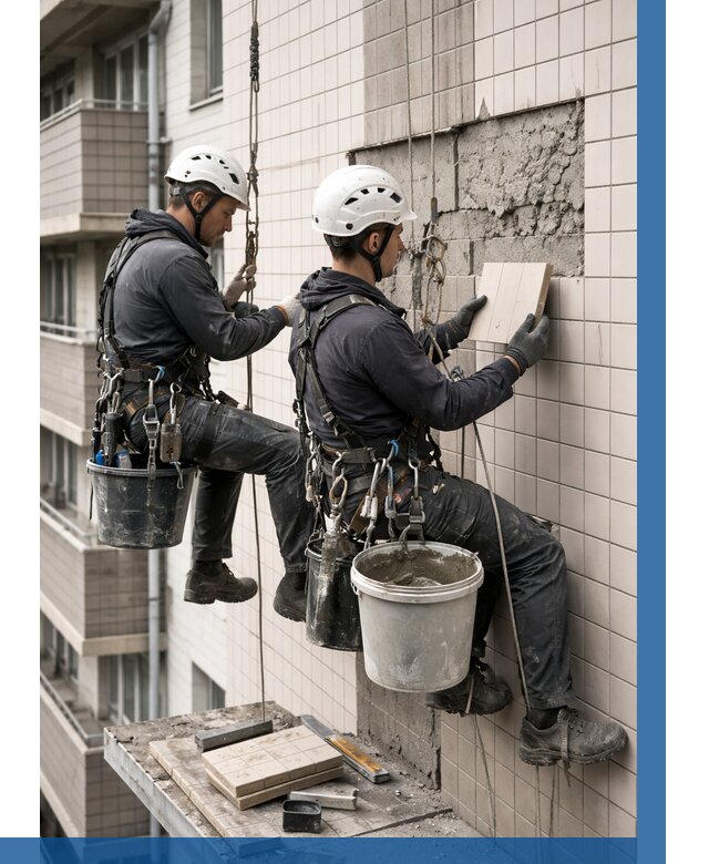 Ремонт облицовки фасада плиткой в Пушкине от 1947 р. | ВЫСОТНИК-Пшн