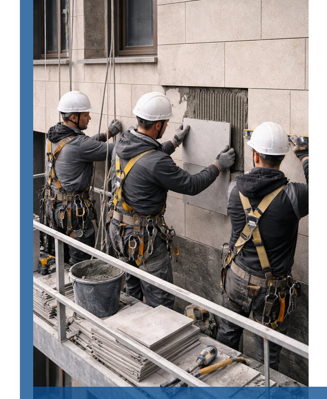 Ремонт облицовки фасада плиткой в Пушкине с гарантией