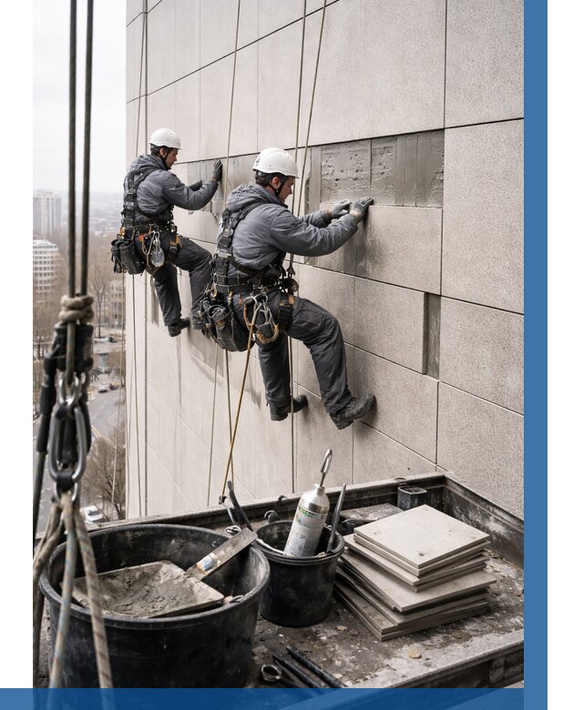 Ремонт фасада из керамогранита в Пушкине от 2704 р. | ВЫСОТНИК-Пшн