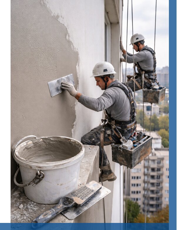 Шпаклевка фасада на высоте в Пушкине от 757 р. | ВЫСОТНИК-Пшн