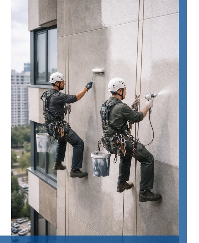 Покраска фасада альпинистами в Пушкине от 325 р. | ВЫСОТНИК-Пшн