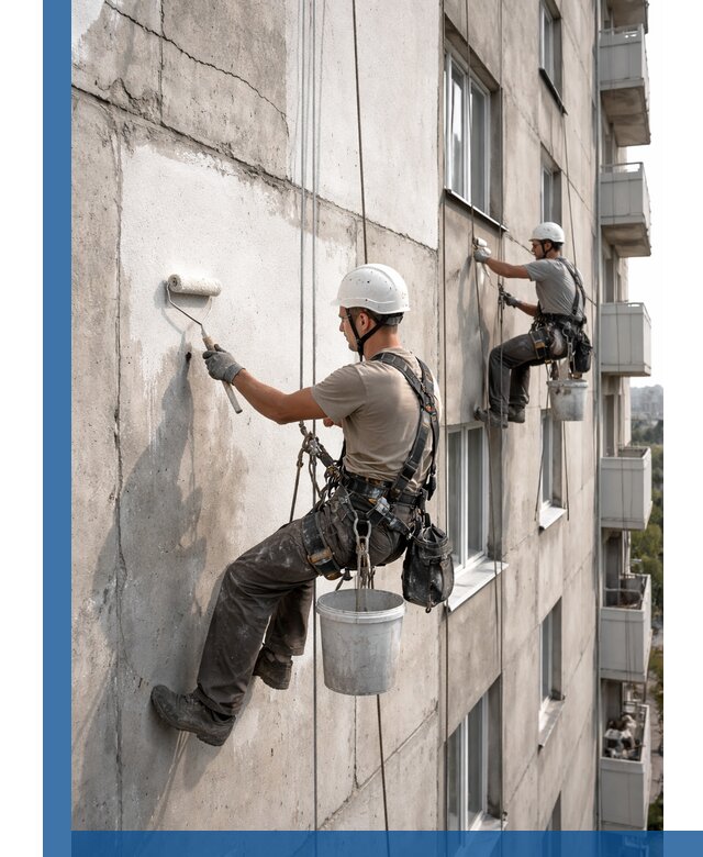 Покраска бетонного фасада в Пушкине для жилых и промышленных объектов