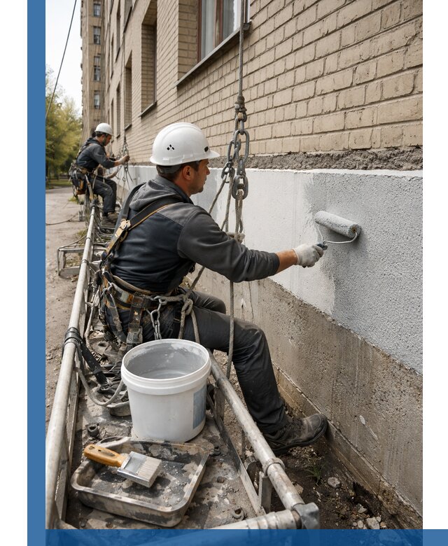 Окраска цоколя здания в Пушкине профессионально и надежно