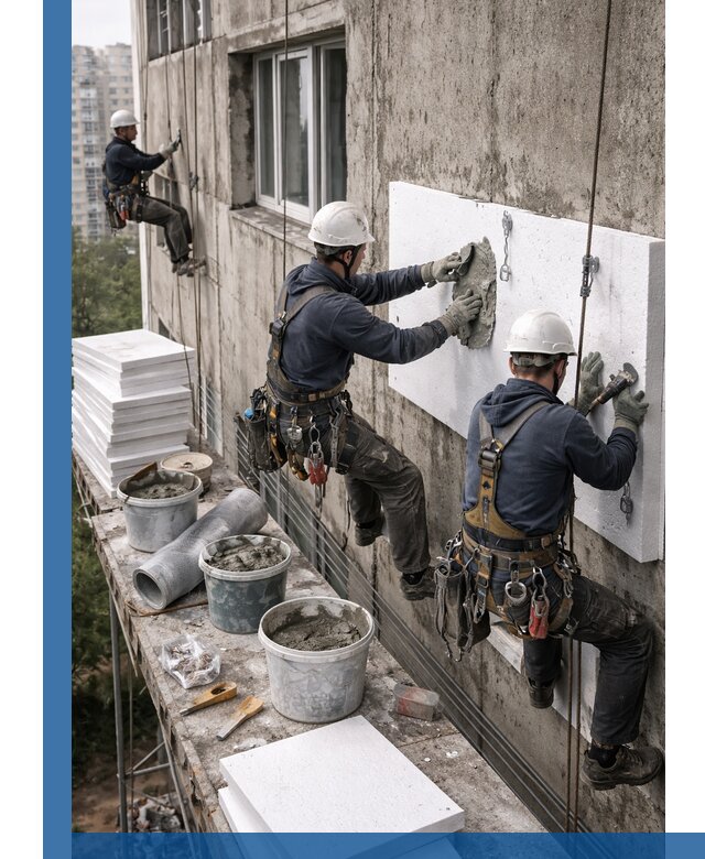 Утепление фасада пенополистиролом в Пушкине под ключ