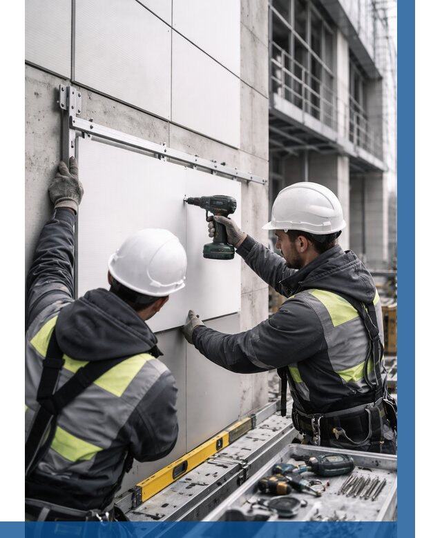 Монтаж композитных панелей фасада в Пушкине от 2704 р. | ВЫСОТНИК-Пшн