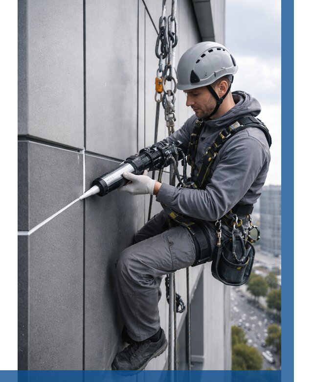 Герметизация стыков фасадных панелей в Пушкине от 7031 р.| ВЫСОТНИК-Пшн