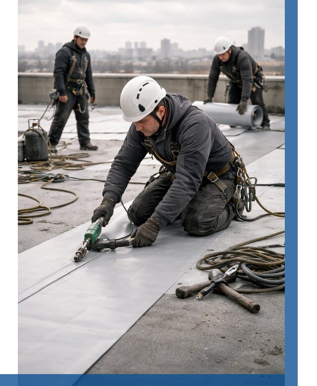 Ремонт мембранной кровли в Пушкине от 1947 р./м2 | ВЫСОТНИК-Пшн