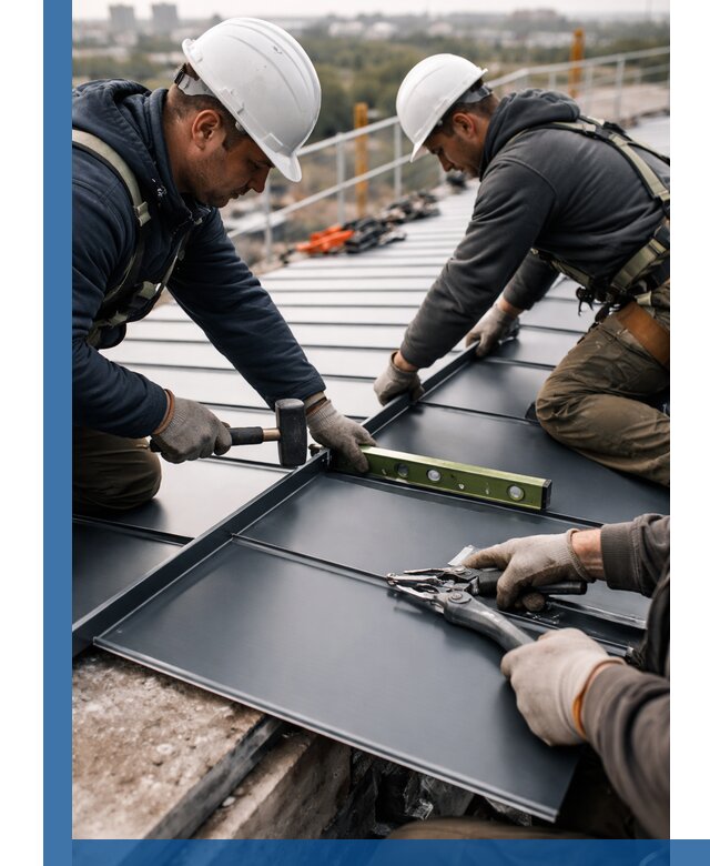 Монтаж фальцевой кровли в Пушкине для промышленных зданий