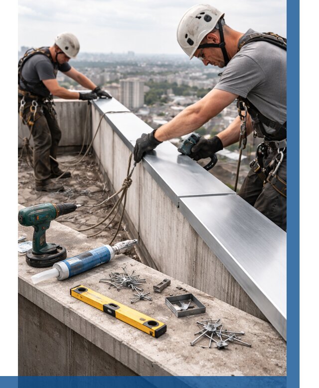 Монтаж парапетных крышек в Пушкине от 865 р. | ВЫСОТНИК-Пшн