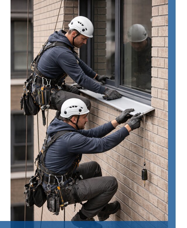 Монтаж оконных отливов под ключ в Пушкине от 3786 р. | ВЫСОТНИК-Пшн