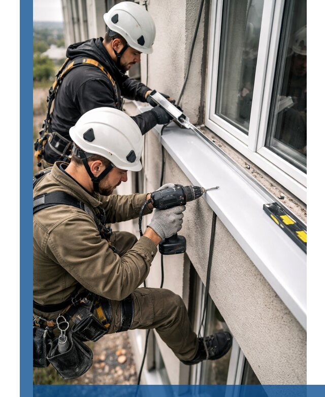 Профессиональный монтаж оконных отливов и отведения воды в Пушкине