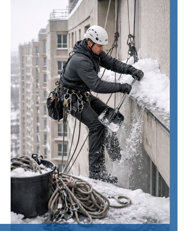 Очистка карнизов от снега в Пушкине от 325 р. | ВЫСОТНИК-Пшн