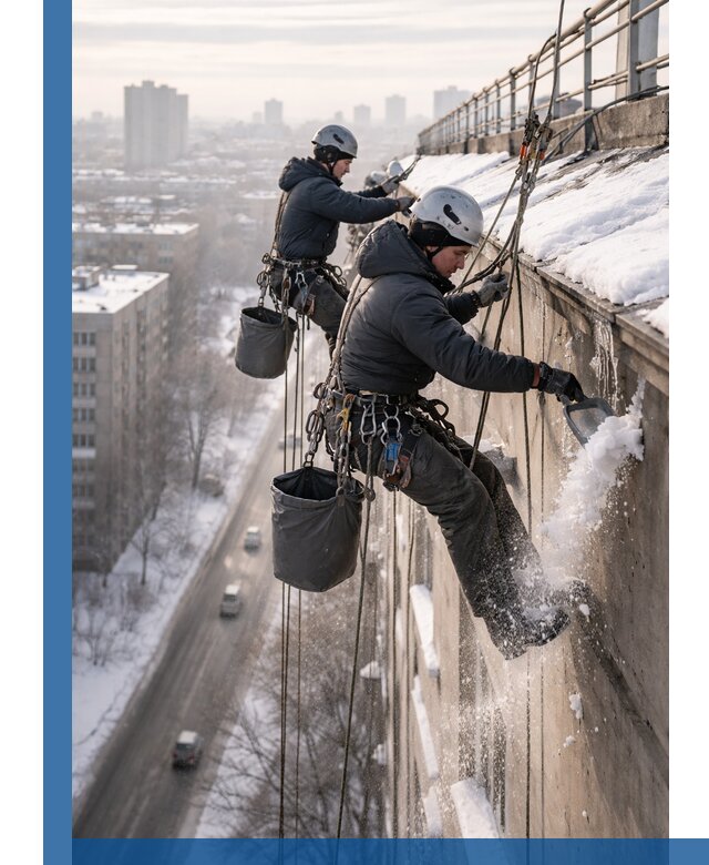 Очистка карнизов от снега в Пушкине профессионально и безопасно