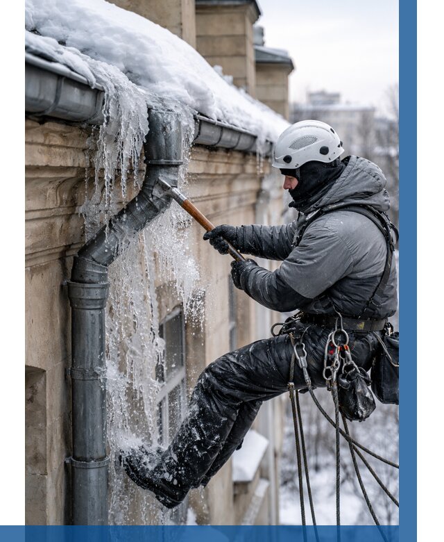 Очистка водостоков от льда в Пушкине от 3786 р. | ВЫСОТНИК-Пшн