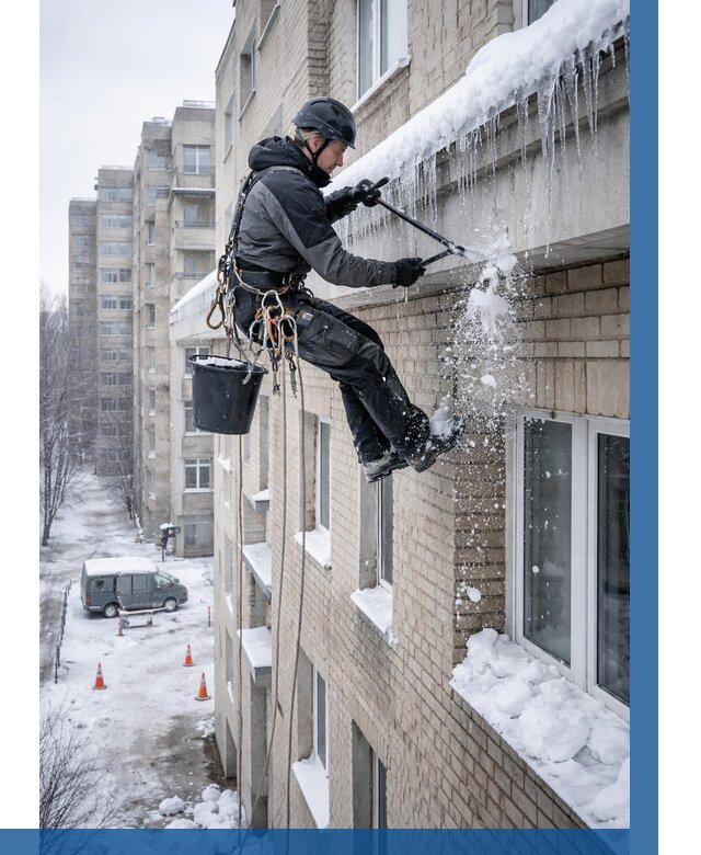 Удаление наледи с карнизов в Пушкине от 379 р. | ВЫСОТНИК-Пшн