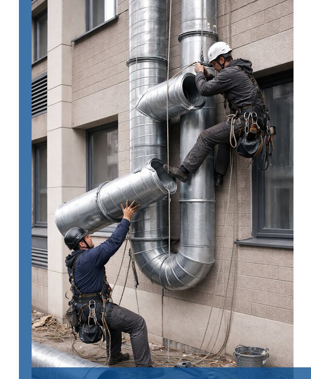 Монтаж фасадных воздуховодов в Пушкине с герметизацией и крепежом