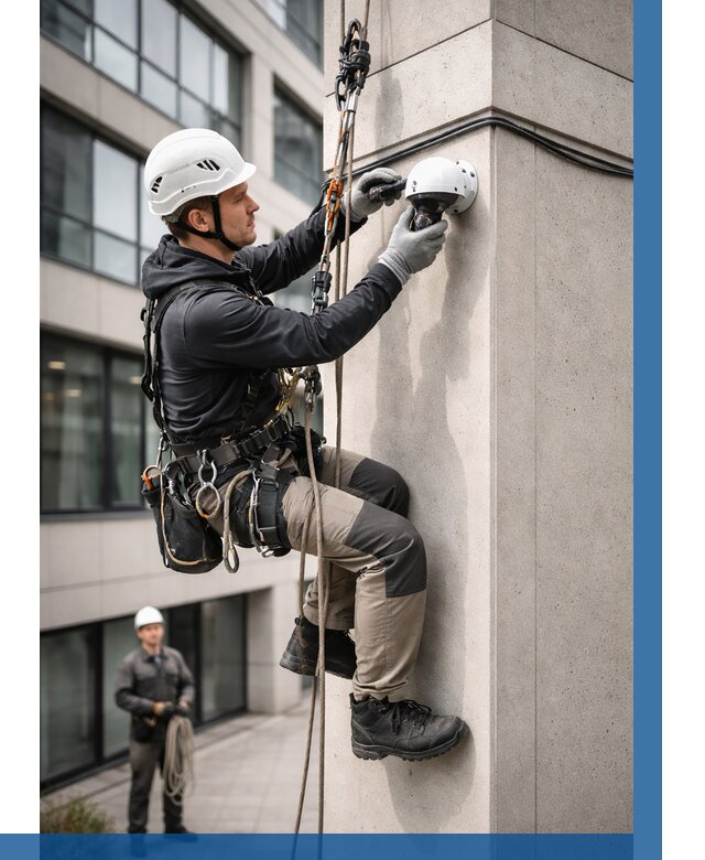 Монтаж камер видеонаблюдения на фасаде в Пушкине от 9194 р.-ВЫСОТНИК-Пшн