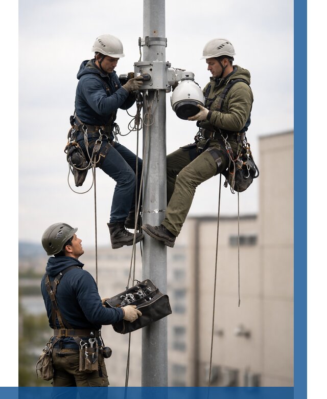 Установка видеокамер на мачте в Пушкине от 9194 р. | ВЫСОТНИК-Пшн