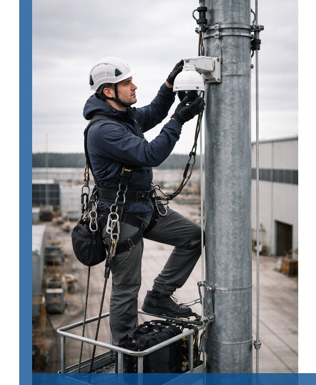 Профессиональная установка видеокамер на мачте в Пушкине