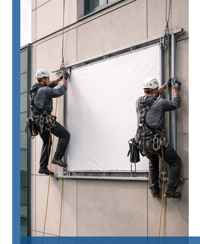 Монтаж наружной рекламной вывески в Пушкине под ключ