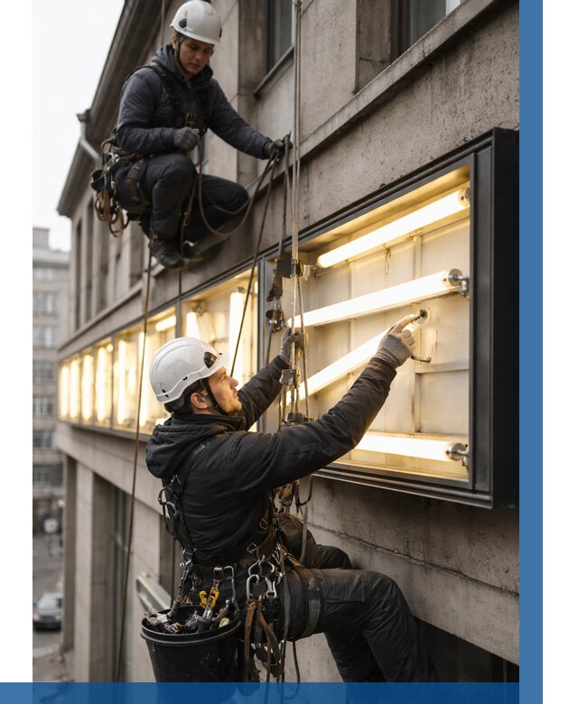 Замена ламп в вывеске в Пушкине под ключ от 3786 р. | ВЫСОТНИК-Пшн