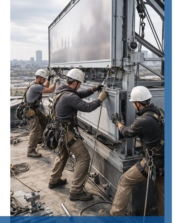 Монтаж крышной рекламной конструкции в Пушкине от 64902 р.|ВЫСОТНИК-Пшн