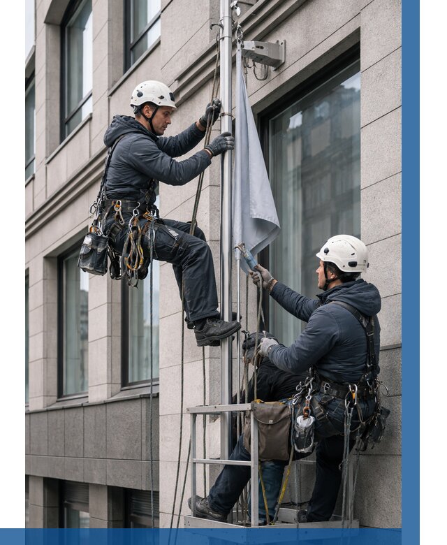 Установка флагов на фасаде в Пушкине от 4868 р. | ВЫСОТНИК-Пшн