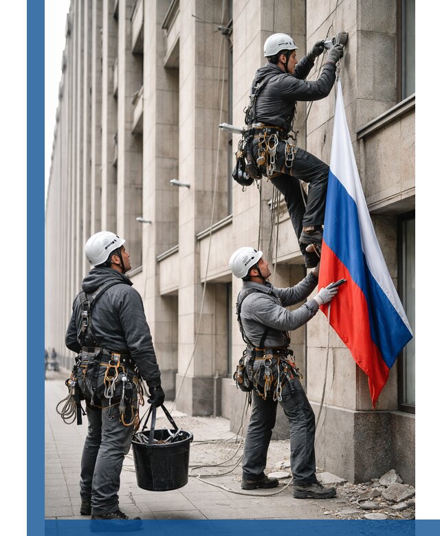 Профессиональная установка флагов на фасаде в Пушкине