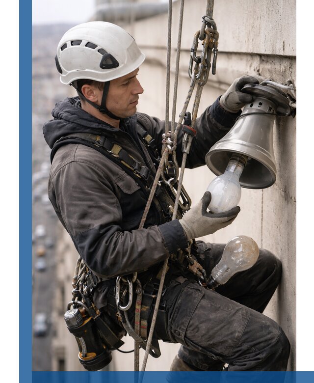 Замена ламп на высоте в Пушкине профессионально и быстро