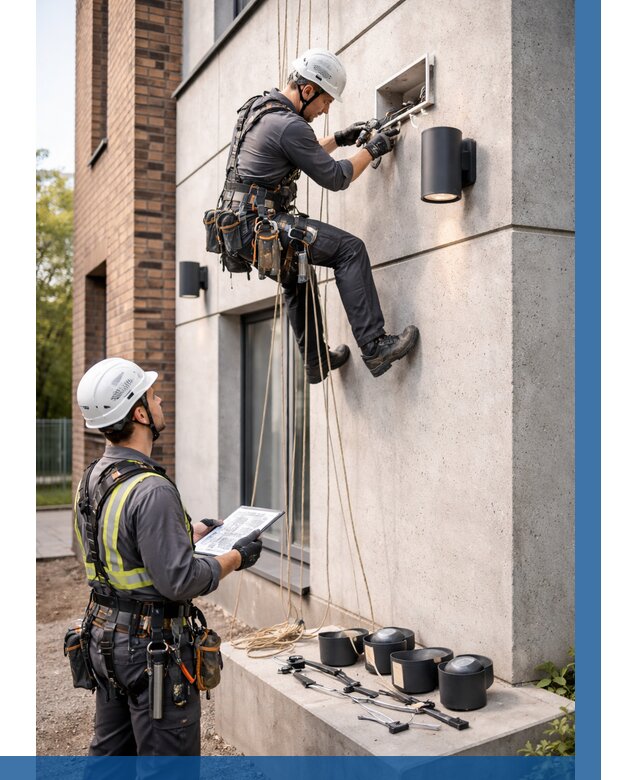 Монтаж фасадного освещения в Пушкине от 2704 р. | ВЫСОТНИК-Пшн