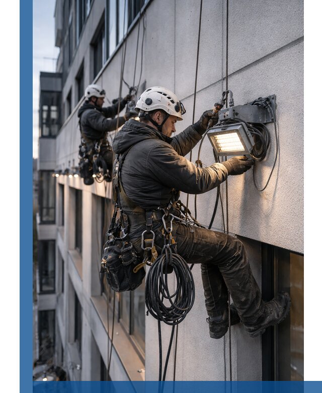 Монтаж фасадного освещения в Пушкине установка и подключение