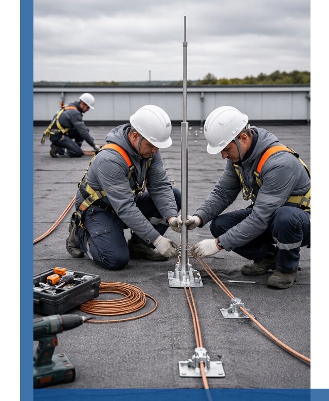 Монтаж молниезащиты на кровле в Пушкине под ключ с гарантией