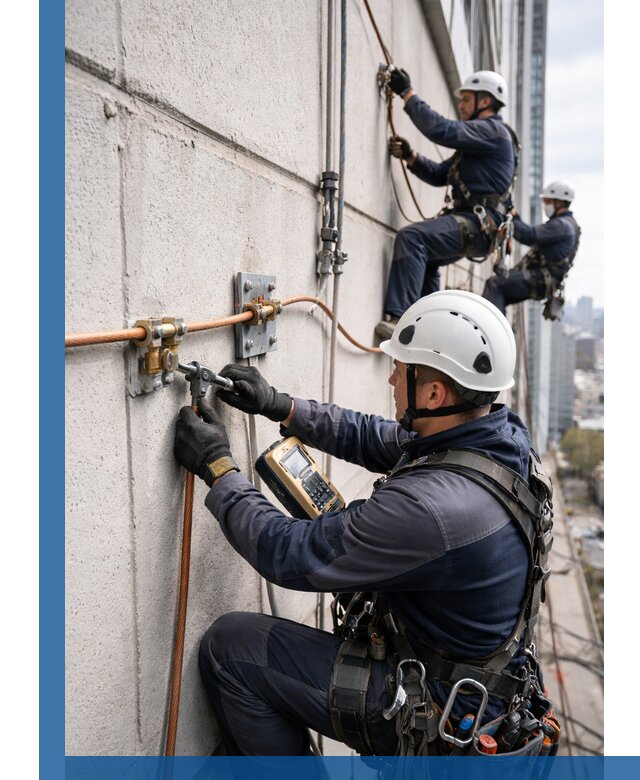 Монтаж системы заземления здания и молниезащиты в Пушкине