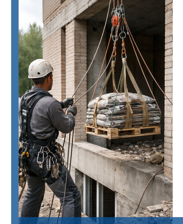 Подъем материалов на этаж веревками в Пушкине оперативно