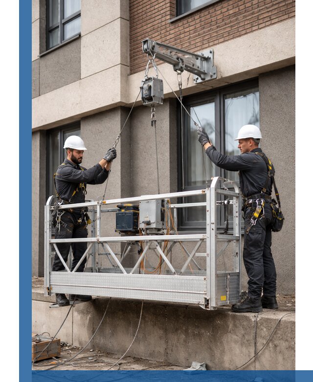 Монтаж и подъем фасадной люльки в Пушкине с гарантией безопасности