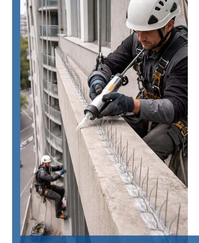 Установка шипов от птиц на фасадах и кровлях в Пушкине